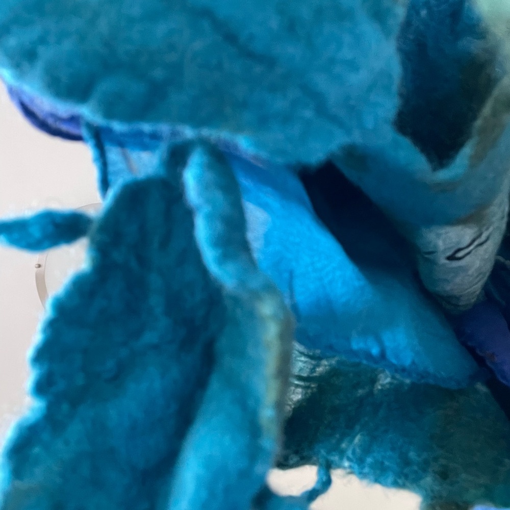 Nuno Felted Handmade Blue-Green Silk/Wool Scarf - Picture 2 of 8